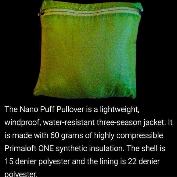 PATAGONIA NANO PUFF 1/2 ZIP PRIMALOFT FILL. GECKO GREEN PULLOVER XL P 24 L 29 - Picture 13 of 13